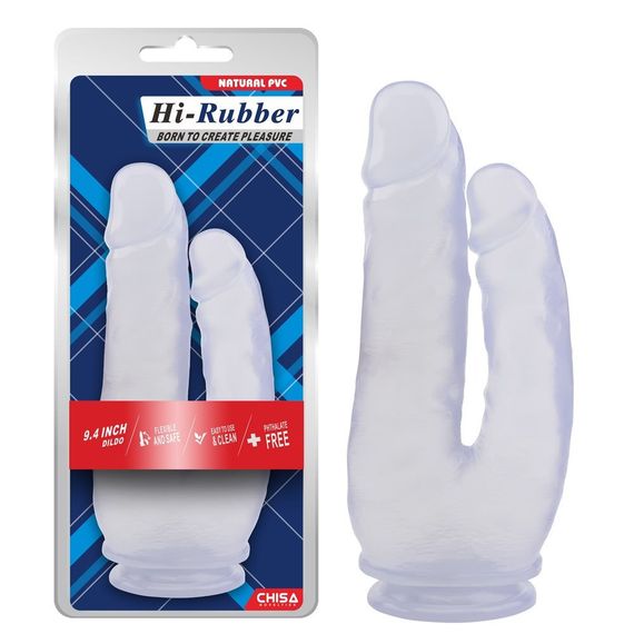 Фалоімітатор подвійний на присосці Chisa Hi-Rubber, прозорий Sex Aura | Зображення 1