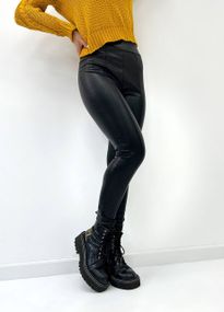 Женские теплые кожаные лосины на меху GF01614 цвет черный, размер 48