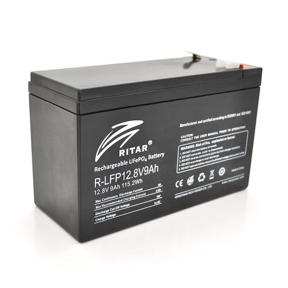 Акумуляторна батарея Ritar LiFePO4 12,8V 9Ah (115,2Wh) BMS4.5A@4S (150 x 65 x 95 (100), 0,98kg Q10