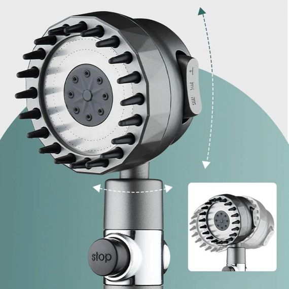 Душова лійка масажна, 3 режими / Насадка для душу / Насадка лійка із силіконовими масажними шипами | Зображення 6