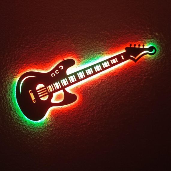 Панно декоративная картина на стену Гитара LED-SMART 16 цветов пульт 742х250 acr-p000107 | Зображення 2