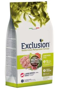 Повнораціонний сухий корм Exclusion Adult Chicken Large Breed з куркою для дорослих собак великих порід 12 кг