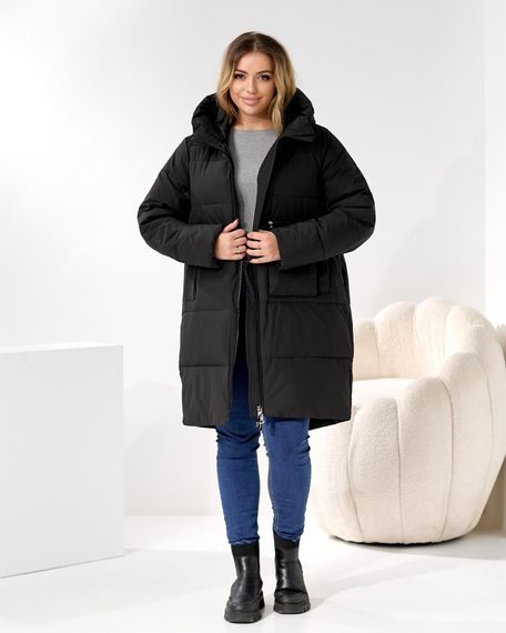 Чорна батальна куртка на зиму з накладною кишенею для телефону | Зображення 4