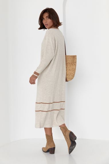 Вязаное платье oversize в рубчик бежевый цвет S | Зображення 1