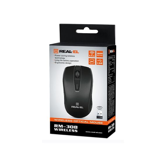 Мишка REAL-EL RM-308 Wireless Black | Зображення 9