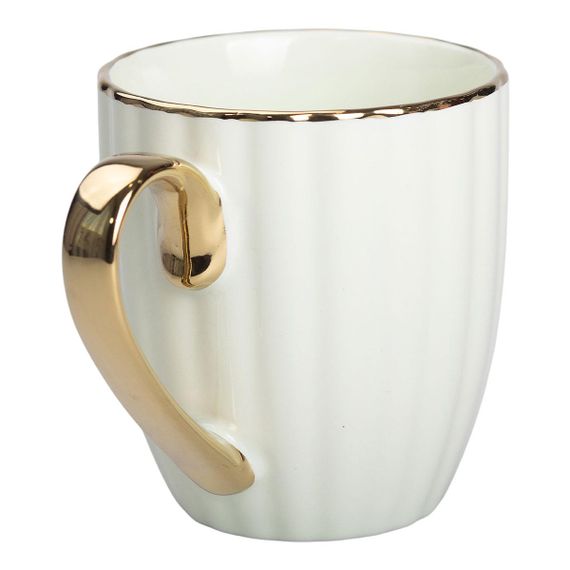 Кружка фарфоровая с золотым ободком и золотой ручкой 420 (мл) Мятный RX-N240629M | Зображення 1