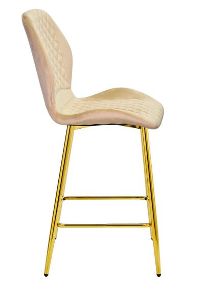 Напівбарний стілець Fox Bar 65 ML (GD) із золотими металевими ніжками, м'яке сидіння велюр бежевий OR-851 | Зображення 1