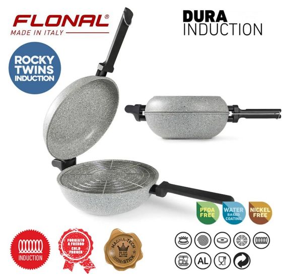 Сковорода подвійна Flonal Dura Induction Rocky Twins 28 см з решіткою (RKIWP2830) | Зображення 7