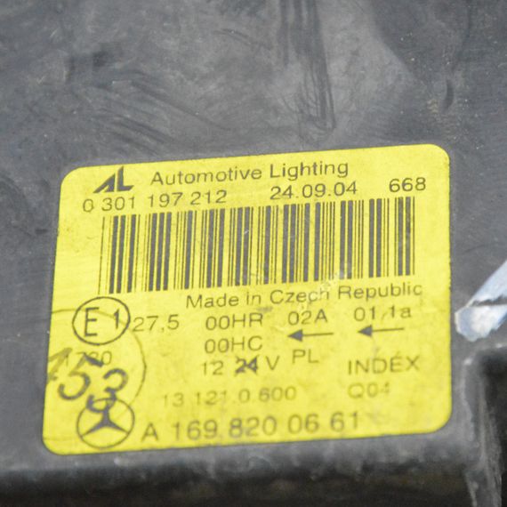 Фара передня права Mercedes A-Class W169 2004-2012 Фара права основна Мерседес в169 A1698200661 0301197202 | Зображення 1