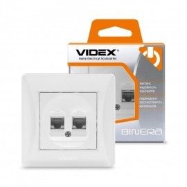 BINERA білий Розетка внутрішня 2-я CAT6+CAT6 комп'ютерна Videx