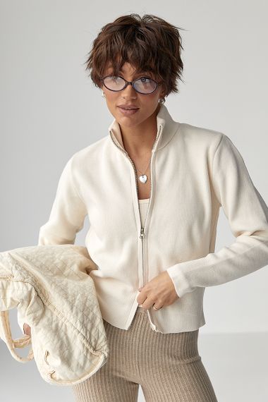 Трикотажний жіночий кардиган - молочний цвет, ONE SIZE (є розміри) | Зображення 4