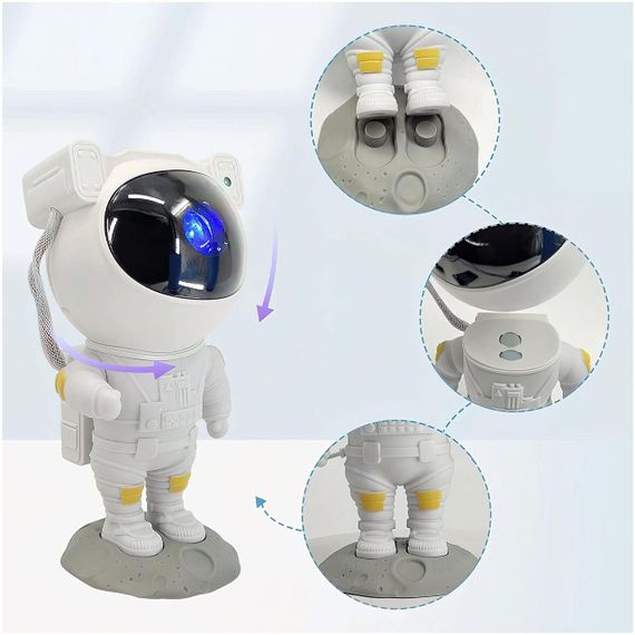 Лазерный ночник-проектор звездного неба Астронавт, от USB, с пультом / Детский светодиодный светильник | Зображення 6