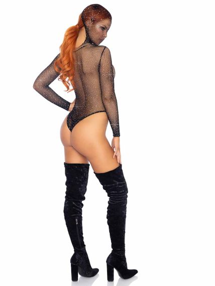 Боди со стразами с капюшоном Leg Avenue Rhinestone net hooded teddy O/S sexstyle | Зображення 3