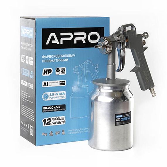 Фарборозпилювач HP Ø1,5 мм н/б метал. 1000 мл APRO 8500251 | Зображення 2