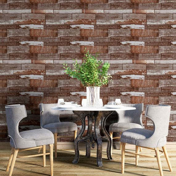 Самоклеюча декоративна 3D панель коричневе дерево 700x700x5мм (049) SW-00000152 | Зображення 4