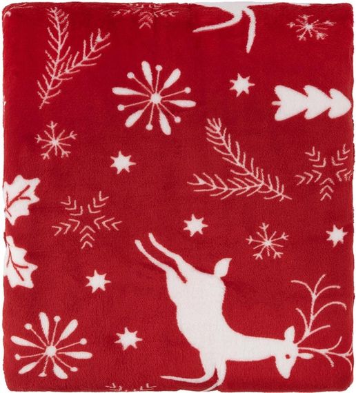Плед Ardesto Christmas Flannel Олені Червоний ART0126PB 160х200 см | Зображення 1