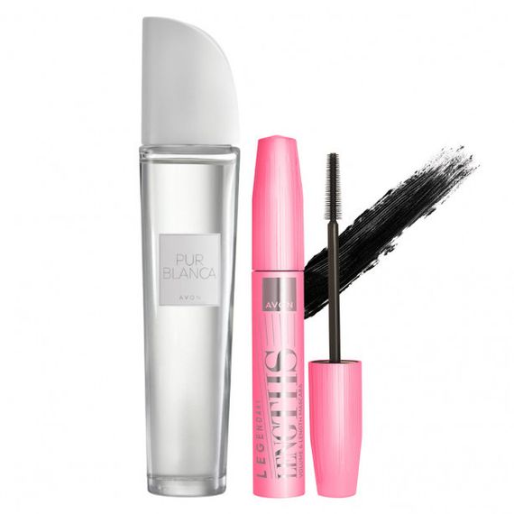 Подарунковий набір Avon для Неї Туш для вій «Легендарна довжина» 10 мл + Туалетна вода Pur Blanca 50 мл