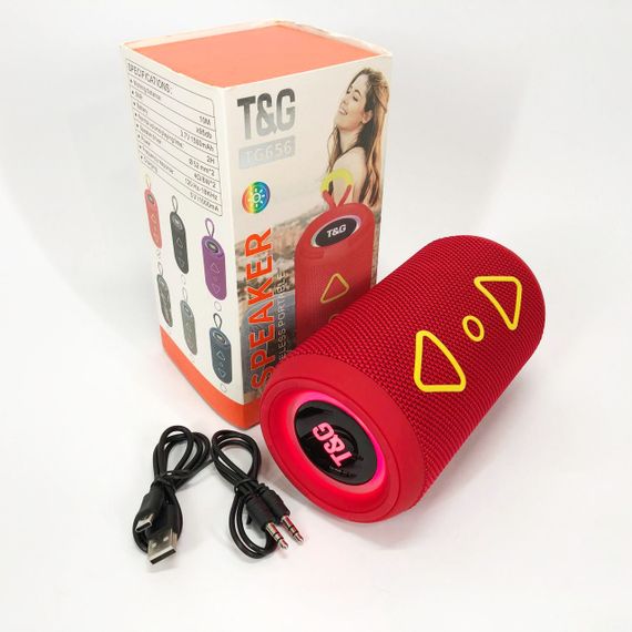 Bluetooth колонка портативная TG656 FM-радио, аккумуляторная колонка для музыки. Цвет: красный | Зображення 3