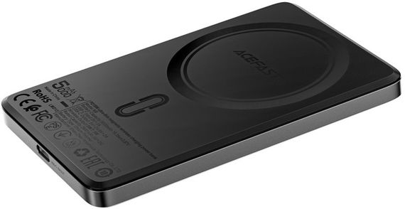 УМБ Acefast Magnetic Wireless 5000mAh 18W PD,QC 3.0, QI 7.5 Вт, ультра тонкий, M8 Black | Зображення 2