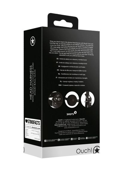 Маска-кляп Head Harness with Mouth Cover and Solid Ball Gag - Black Sex Aura | Зображення 9