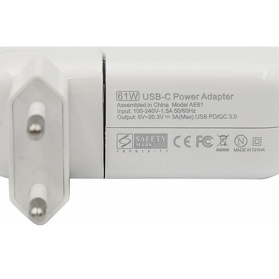 Блок живлення до ноутбуку PowerPlant APPLE 220V, 20V 61W (USB Type-C) (AP61HCUSB) | Зображення 2