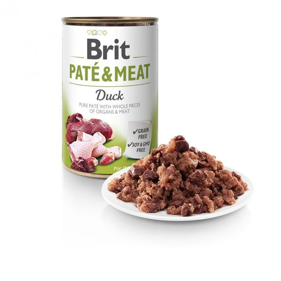 Корм вологий Brit Care Pate and Meat для дорослих собак з качкою 400 г | Зображення 1