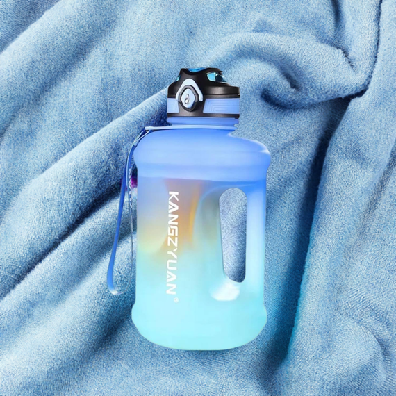 Эко-бутылка KANGZYUAN 1800 мл - Голубая Tritan BPA-free, ударопрочная, спортивная с ручкой и ремешком | Зображення 7