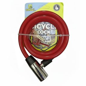 Замок велосипедний KIHUU LOCK 185, 10*65 тросовий, 2 ключі. Колір: червоний PJ-16