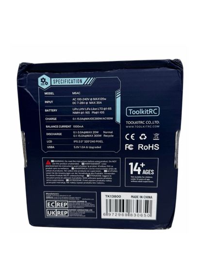 Зарядний пристрій ToolkitRC M6AC 300W з вбудованим блоком живлення для зарядки акумуляторів FPV дронів балансирний зарядник 6S | Зображення 7
