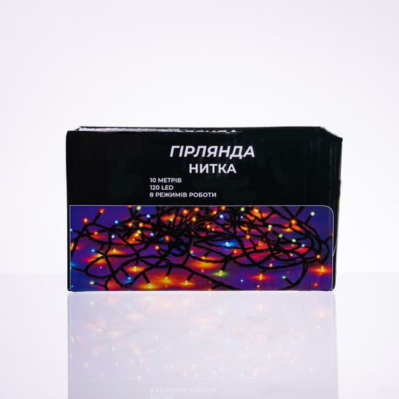 Новорічна гірлянда кімнатна нитка 10 м 120 LED кімнатна гірлянда білий провід Жовте світло W120LED10MWY | Зображення 5