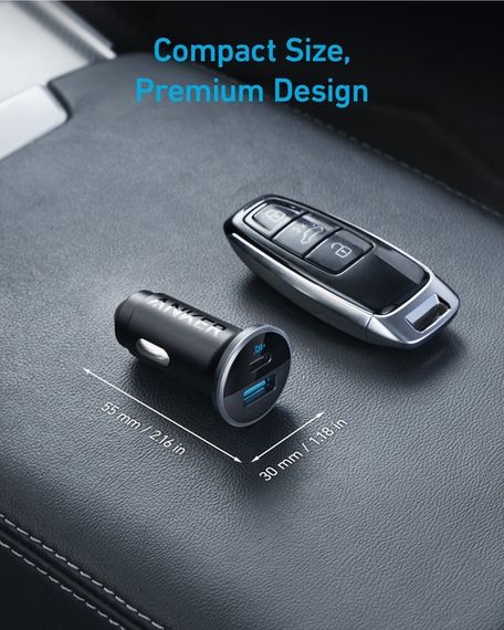 Автомобільний зарядний пристрій Anker PowerDrive 323 - 30W PD + 22.5W USB-A Black | Зображення 6