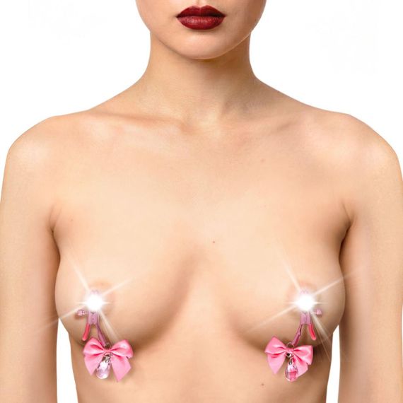 Затискачі для сосків з регулюванням Art of Sex - Flirty Bow, колір рожевий Sex Aura | Зображення 1