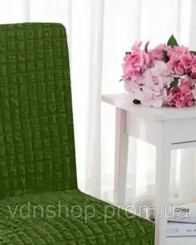 Комплект чохлів на стільці без оборки 6 штук (зелений) | Зображення 2