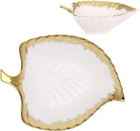 Салатники порцелянові Gold Luxury "Золотий Лист", набір 2 салатники 27x20см із золотим обідком