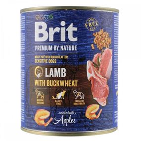 Вологий корм з ягнятком та гречкою для дорослих собак Brit Premium Lamb and Buckwheat, 800 гр