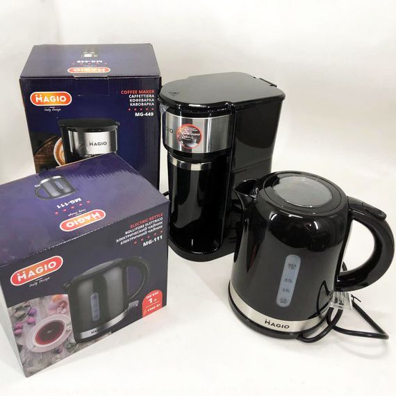 Набір дизайнерської лінійки Magio: Електрочайник Magio MG-111 + Кавоварка SM-264 Magio MG-449 | Зображення 1