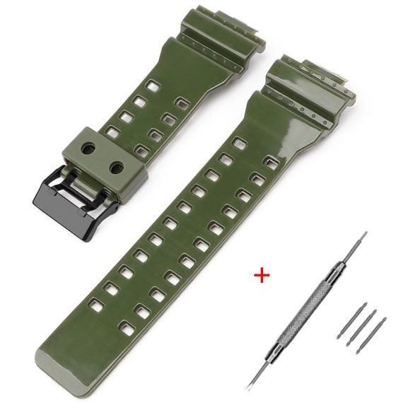 Ремінець для Годинник C2asio G-Shock GA-100/110/120 Army Green-Glossy BK