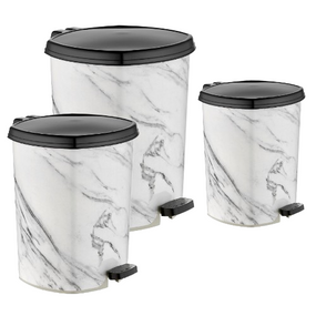 DECOR набір відер для сміття 3шт (6л+11л+20л) (x128 білий мармур)