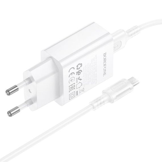 МЗП Borofone BA110A Lemi 7.5W (1USB-A) + кабель USB to MicroUSB White | Зображення 3