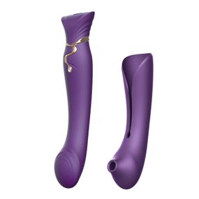 Смартвібратор 3в1 Zalo — Queen Twilight Purple, пульсівна перлина та вакуум, кристал Swarovski Sex Aura