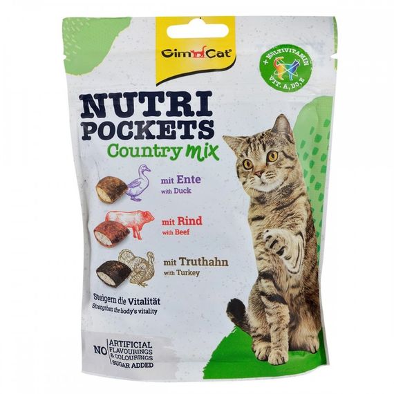 Лакомство для кошек ассорти вкусов GimCat Nutri Pockets Country Mix, 150 гр