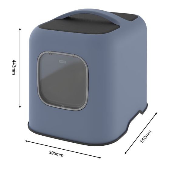 Туалет-будиночок для котів Rotho Biala 40052, закритий, з дверцятами та фільтром, синій | Зображення 1