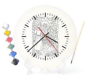 Детский набор для творчества часы-раскраска Белоснежка и семь гномов (по мотивам сказки братьев Гримм) 30 см (Г0016)