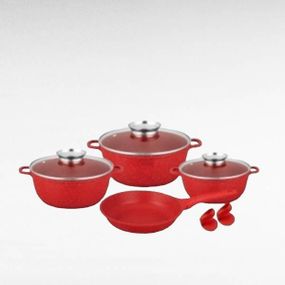 Набор посуды 9 предметов Bellmax Cookware Set BM-120 Красный