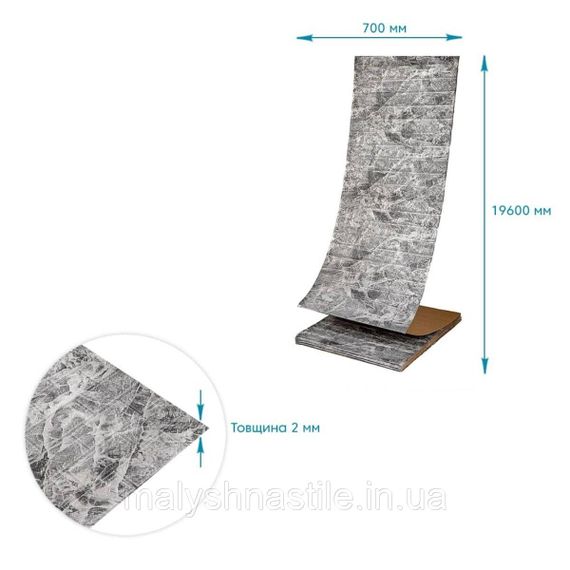 R061-2-20 Панель стеновая в рулоне 3D 700мм*19,6м*2мм мрамор чёрный (D) SW-00002279 | Зображення 3