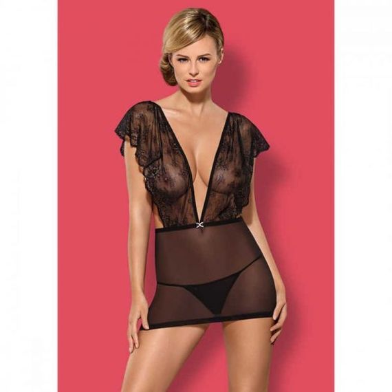 Пеньюар Obsessive Merossa L / XL, Черный, L/XL
