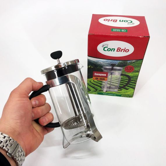 Заварник 350 мл скло + нержавіюча сталь Con Brio CB-5535, Чайник для заварювання трав гарний | Зображення 3