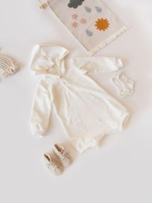 Боді-світшот для малюка з капюшоном і кишенею, колір молочний, 0–24 міс 74