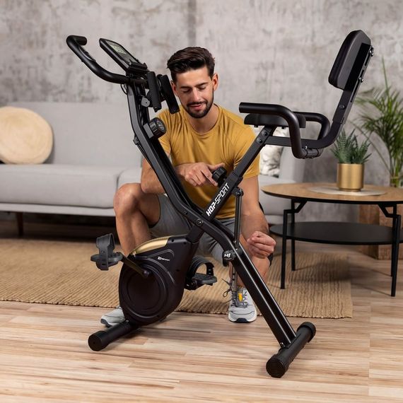 Велотренажер Hop-Sport HS-3030X Apeks X-Bike чорно-золотистий | Зображення 7