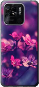 Чехол на Xiaomi Redmi 10C Пурпурные цветы из силикона FCh_077065